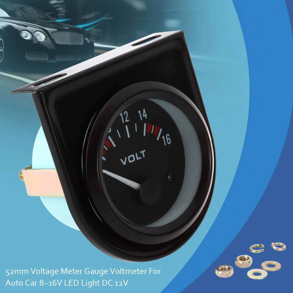 52mm Voltage Meter Gauge Voltmeter For Auto Car 8~16V LED Light DC 12V