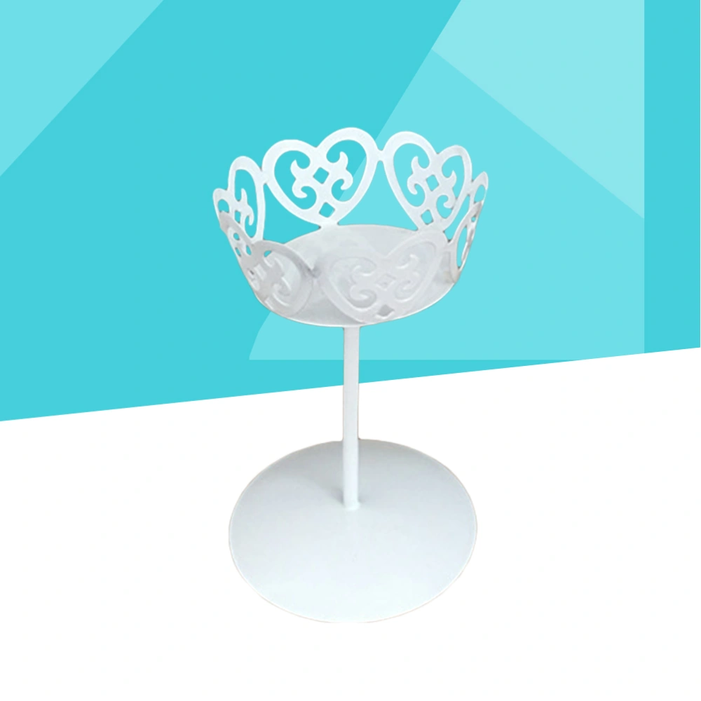 Creative Iron Cake Stand Dessert Display Shelf Candle Holder Table Decoration for Wedding Birthday Party (White)