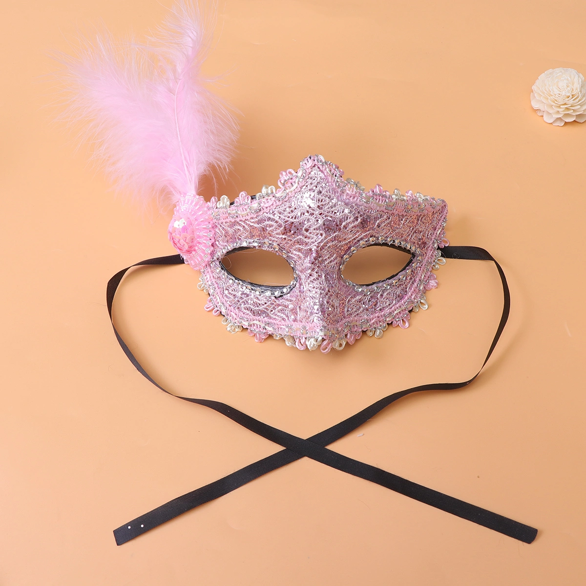 Halloween  Half Face Mask Costume Prop Mask for Masquerade Cosply Costume Party Performance Dancing Party(Pink)