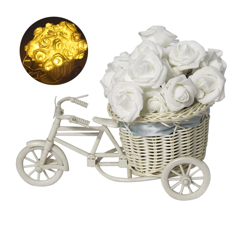 1.5M Rose Flower LED String Light 10-LED Battery Operated Light String for Festival Halloween Christmas Party Wedding (Warm White Light)