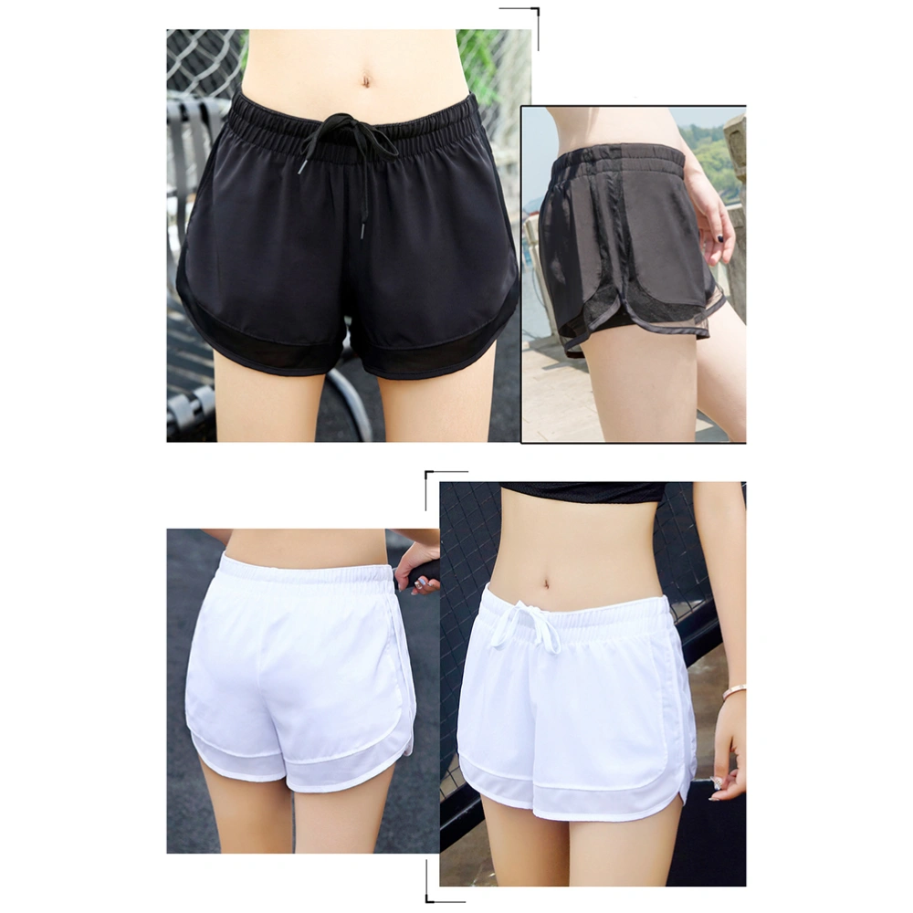 Women's Fashion Running Workout Shorts Fitness Workout Training Yoga Short Pants Size S(Black)