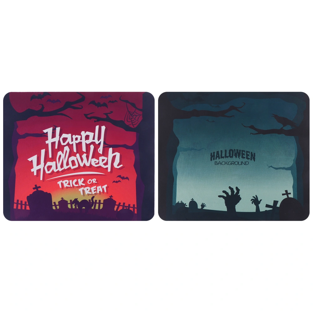 2Pcs Vintage Halloween Theme Non-Slip Mouse Pads Dark Trunk Bat Mouse Pads