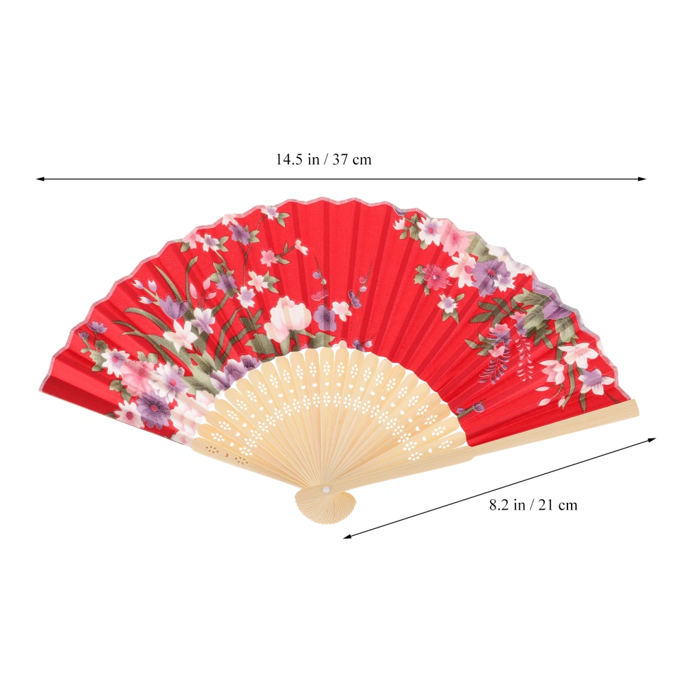 2PCS Chinese Silk Folding Hand Fan Dance Party Home Decoration Folding Fan