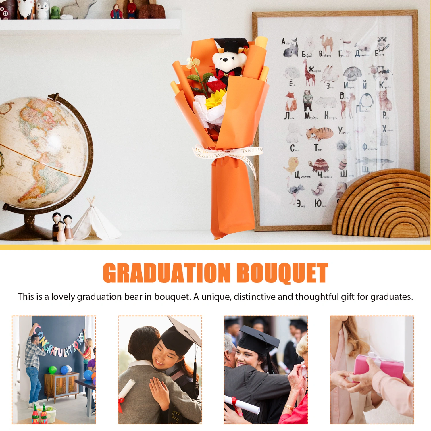Graduation Season Lovely Bear Bouquet Grad Flower Bouquet Decoration for Classmates