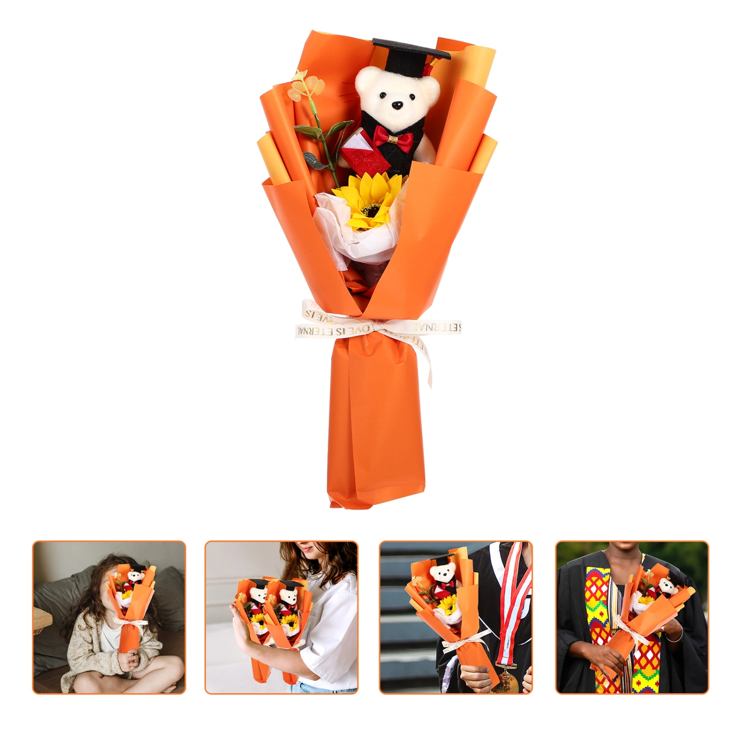 Graduation Season Lovely Bear Bouquet Grad Flower Bouquet Decoration for Classmates