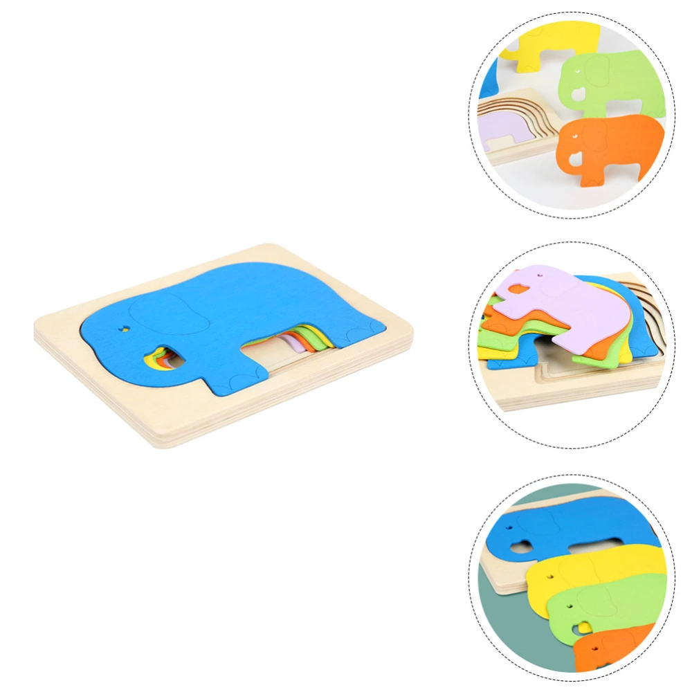 1Pc Funny 3D Elephant Jigsaw Toy Early Learning Puzzles Safe Wooden Puzzle Toy