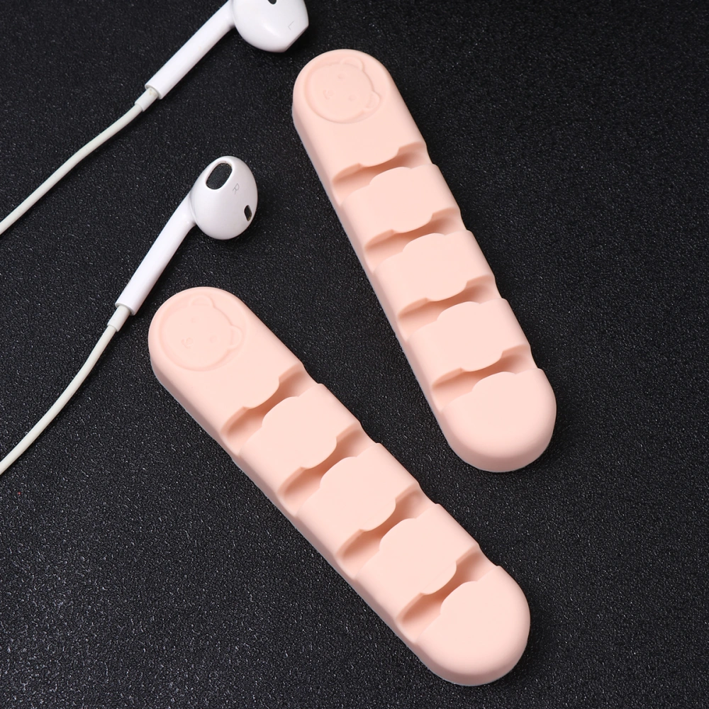 2pcs Desk Cord Organizer Self Adhesive Cable Holder Wire Management Silicone Cable Clip (Pink)