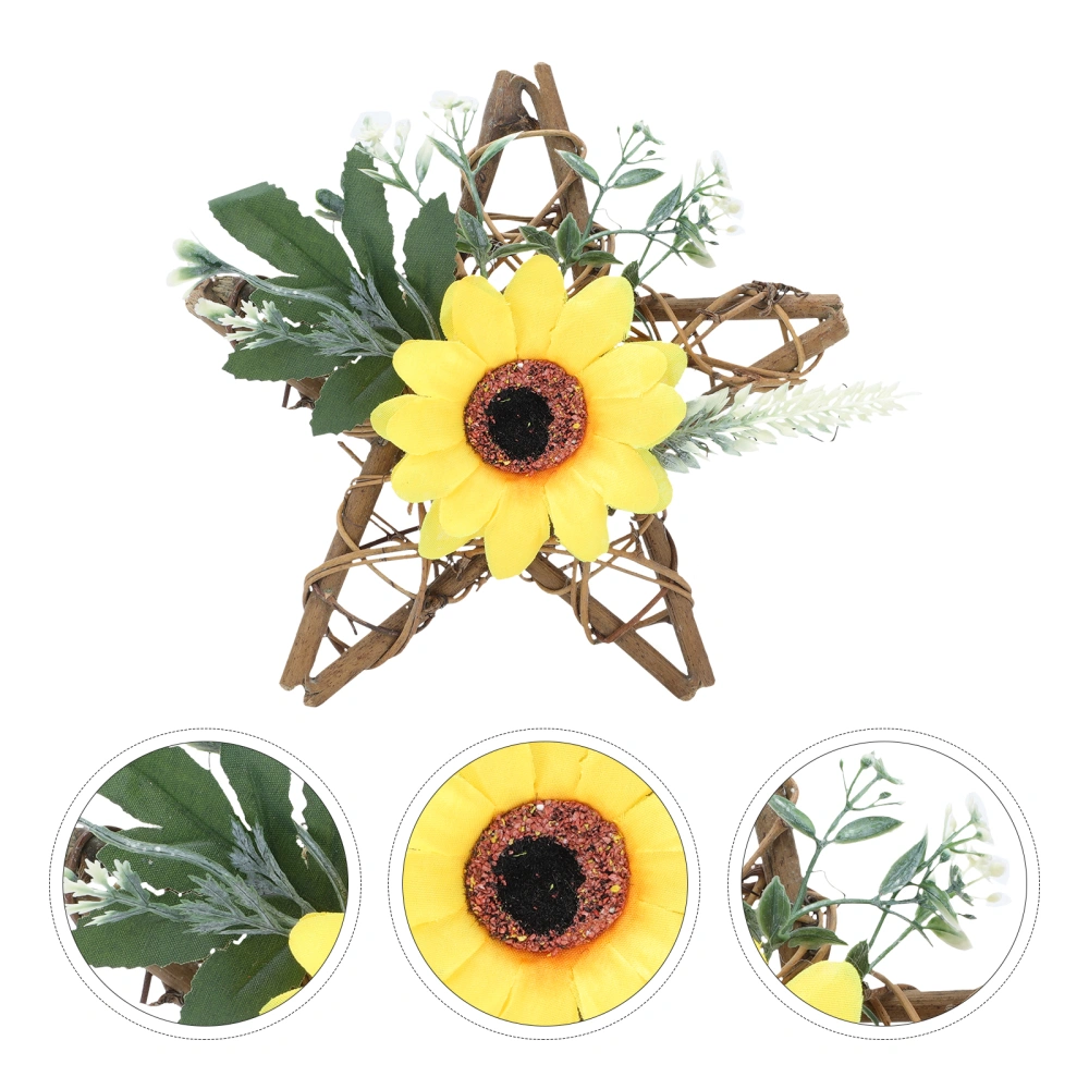 1PC Wooden Five-pointed Star Simulated Garland Festival Wall Hanging Decor(15cm)