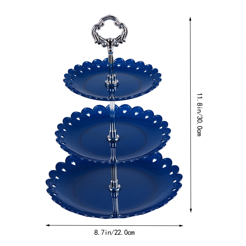 Three-layer Fruit Plate Cake Stand Kitchen Accessories Home Party Dessert Storage Rack Festival Supplies Storage Holder(Blue)