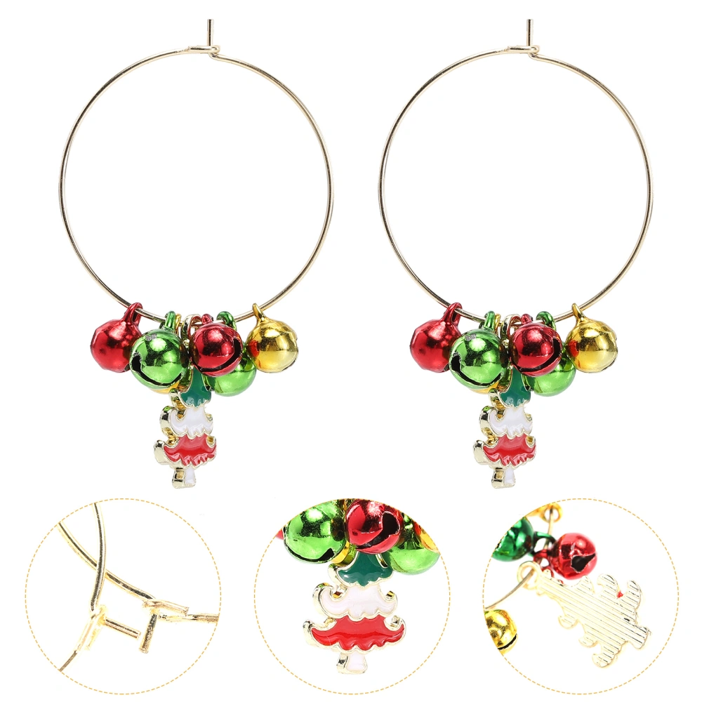 1 Pair Christmas Earrings Creative Bells Christmas Tree Earrings Lady Jewelry