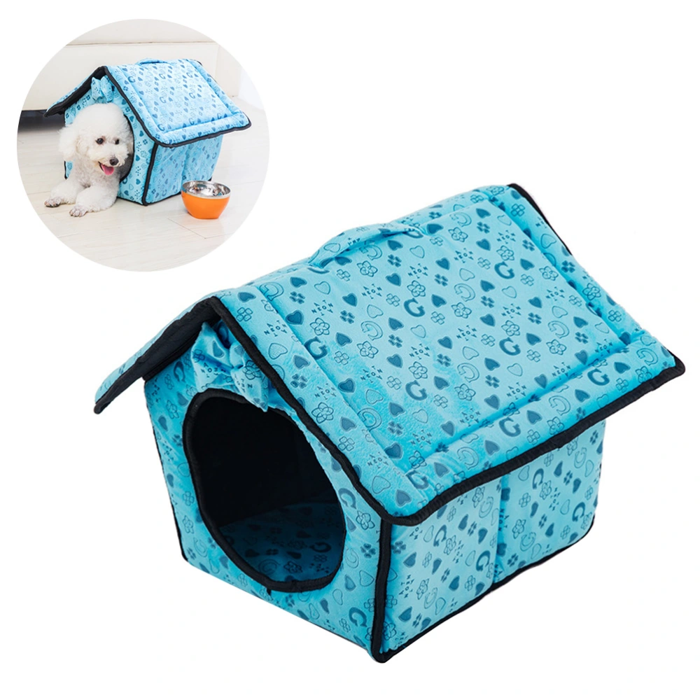 All Year Round Universal Portable Dog House Warm And Cosy Home Bed for Dogs Cats Puppies Rabbits Indoor Outdoor Use for Pets Under 3kg (Blue)