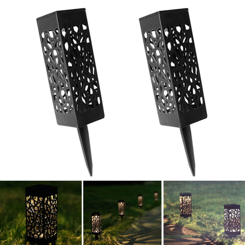 2PCS/Set Hollow Solar Lawn Light Decoration Light Yard Light Outdoor Lamp(Black)