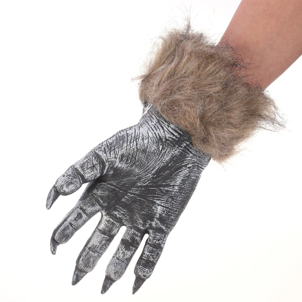 Halloween Horror Wolf Claw Gloves Animals Cosplay Costumes Party Dressing Prop Funny Werewolf Ghostcrawler Gloves (Black)