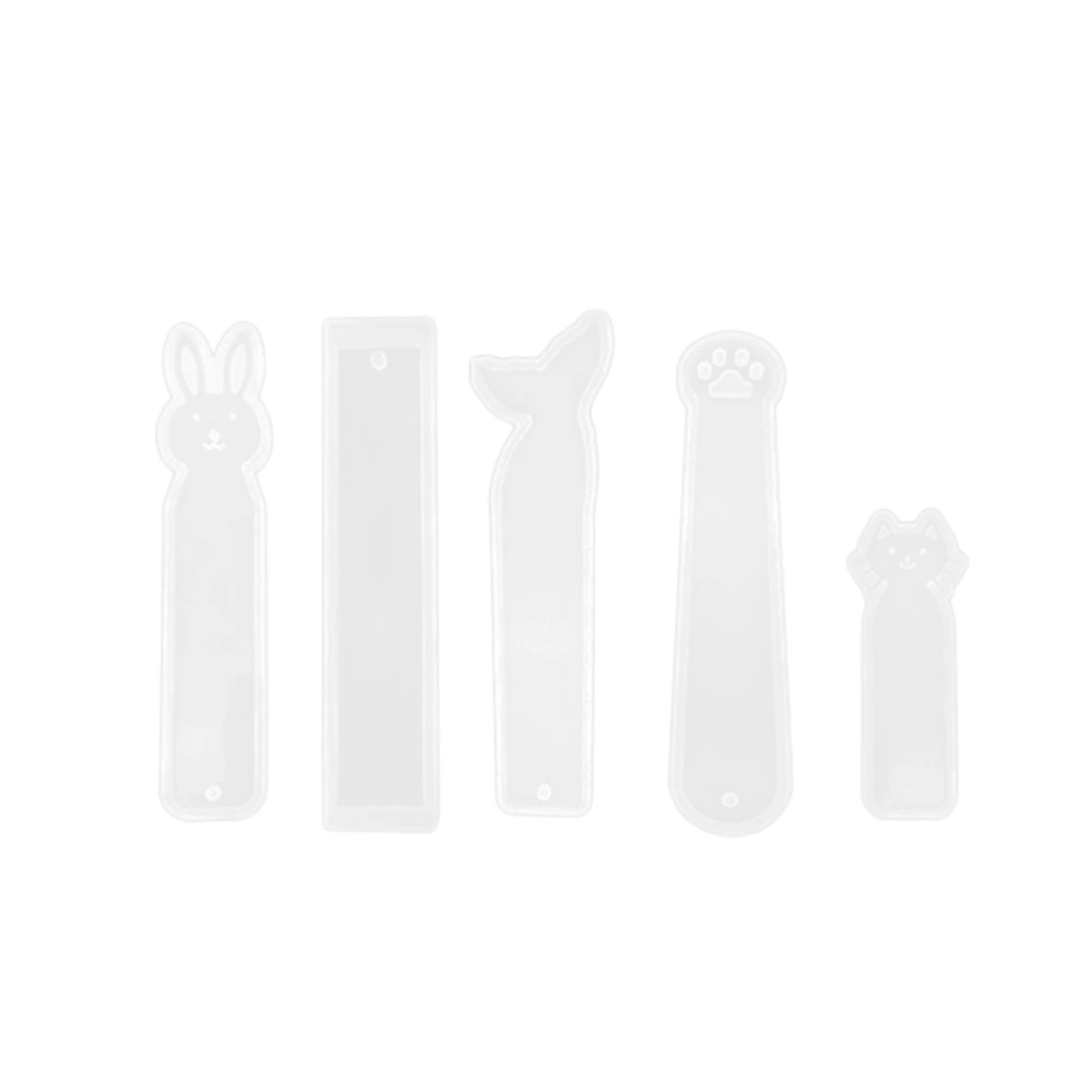 5pcs Silicone Bookmark Mold DIY Bookmark Casting Mould Making Epoxy Resin Jewelry DIY Craft Silicone Mold (Fishtail, Cat Claw, Cat, Rabbit, Blank)