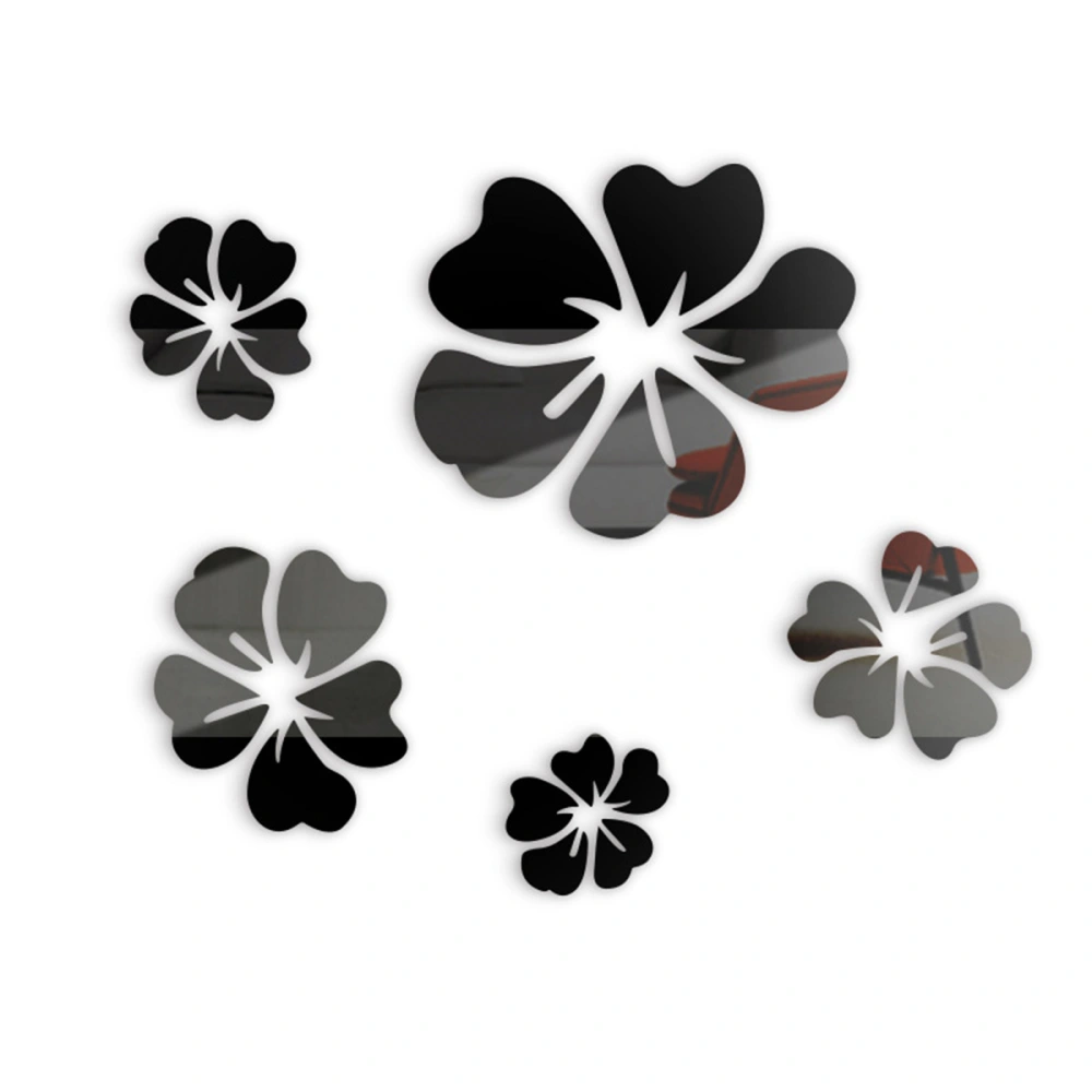 Hibiscus Wall Stickers Removable Art Murals Wall Decals for Room Decoration (Black)