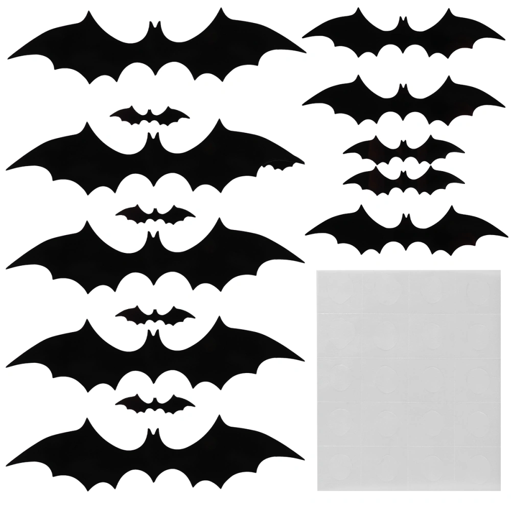 44Pcs Halloween Bat Decals Party Decor Prop Bat Wall Sticker for Scene Layout