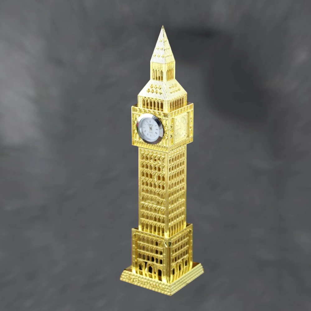 1pc Retro British London Big Ben Clock Furnishing Metal Ornament Handicrafts Miniatures (Random Color)