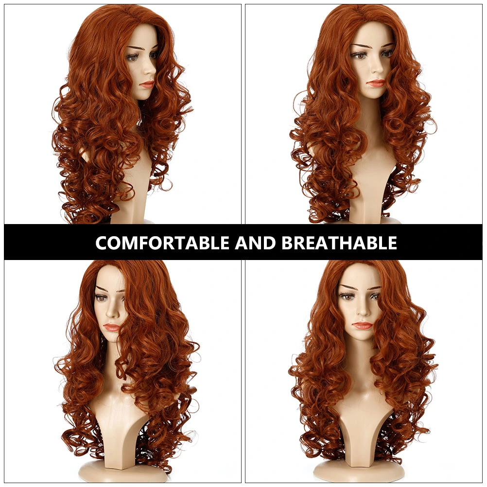 Women Water Wave Wig Lady Long Curly Wig Daily Party Artificial Fiber Wig