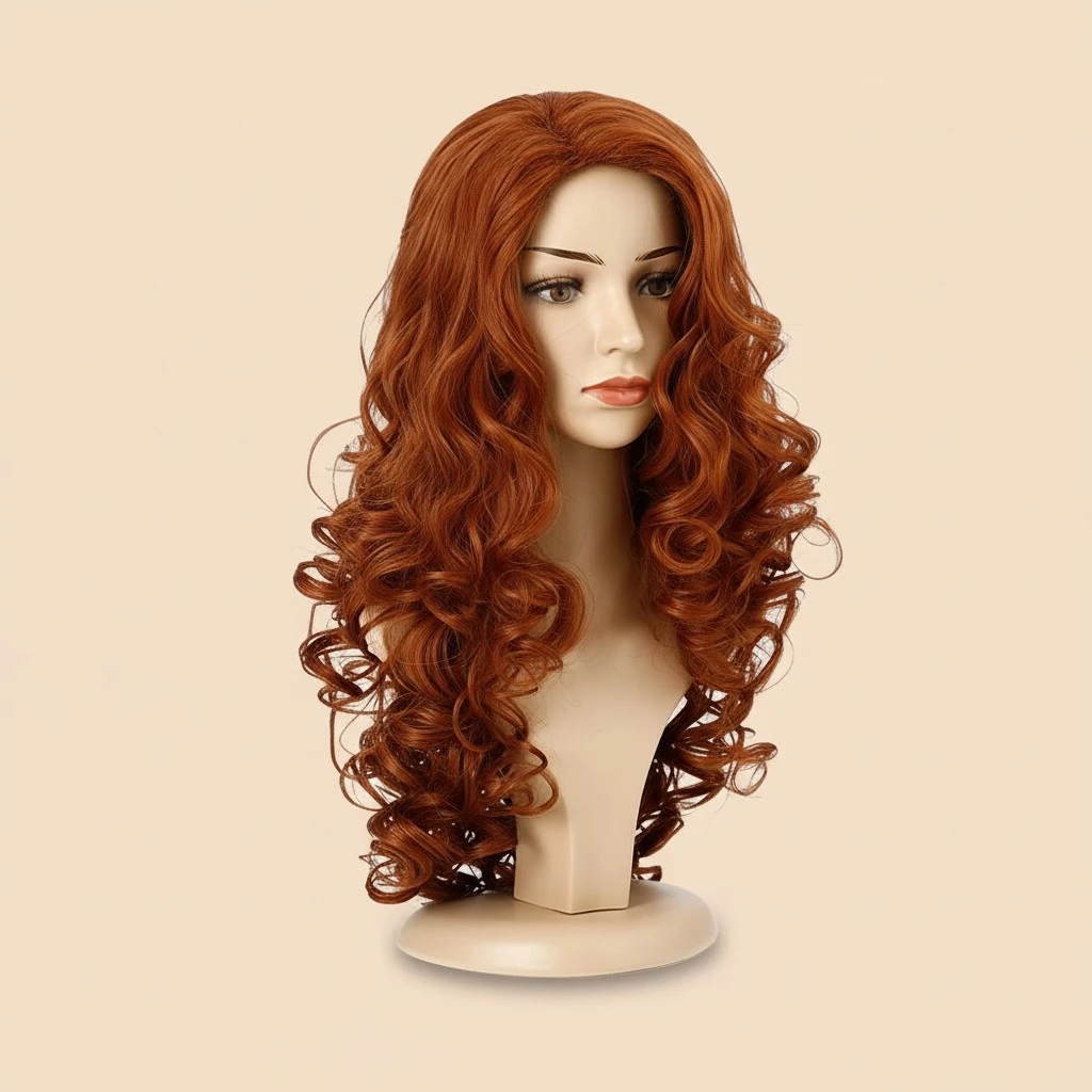 Women Water Wave Wig Lady Long Curly Wig Daily Party Artificial Fiber Wig