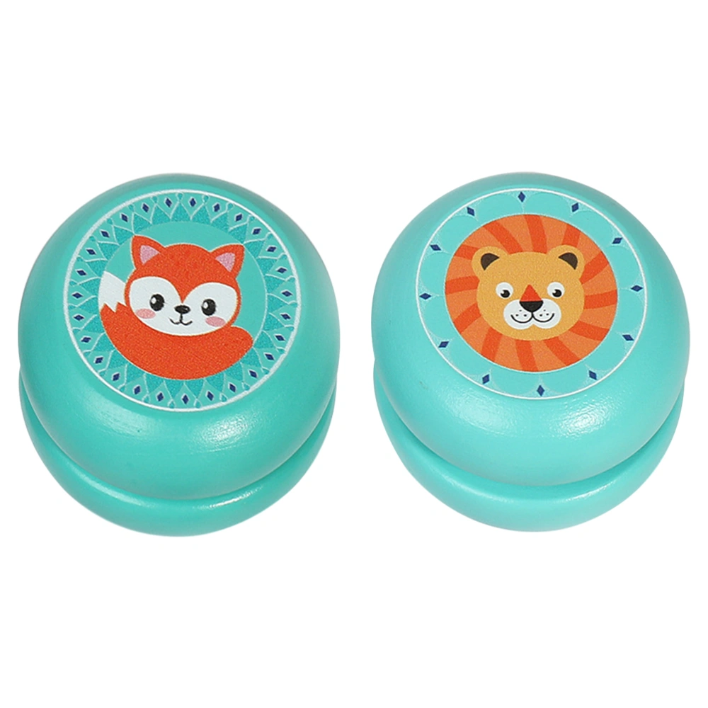 2Pcs Wooden Yo-yo Toys Lovely Cartoon Animal Pattern Yoyo Toy Ball Toy for Kids Children (Lion Pattern 1 Each)