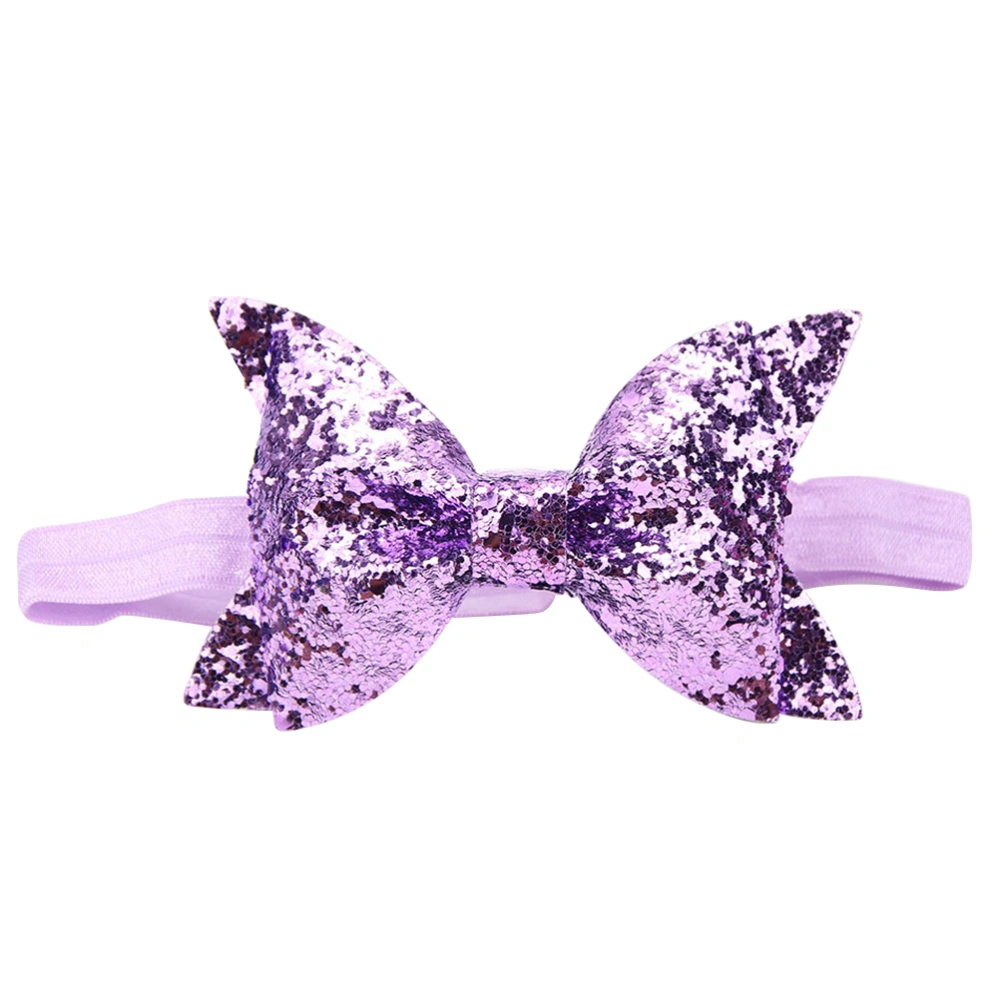 Baby Headbands Bowknot Sequin Hair Bands Bows Hair Accessories for Newborn Toddler and Children (Light Purple)