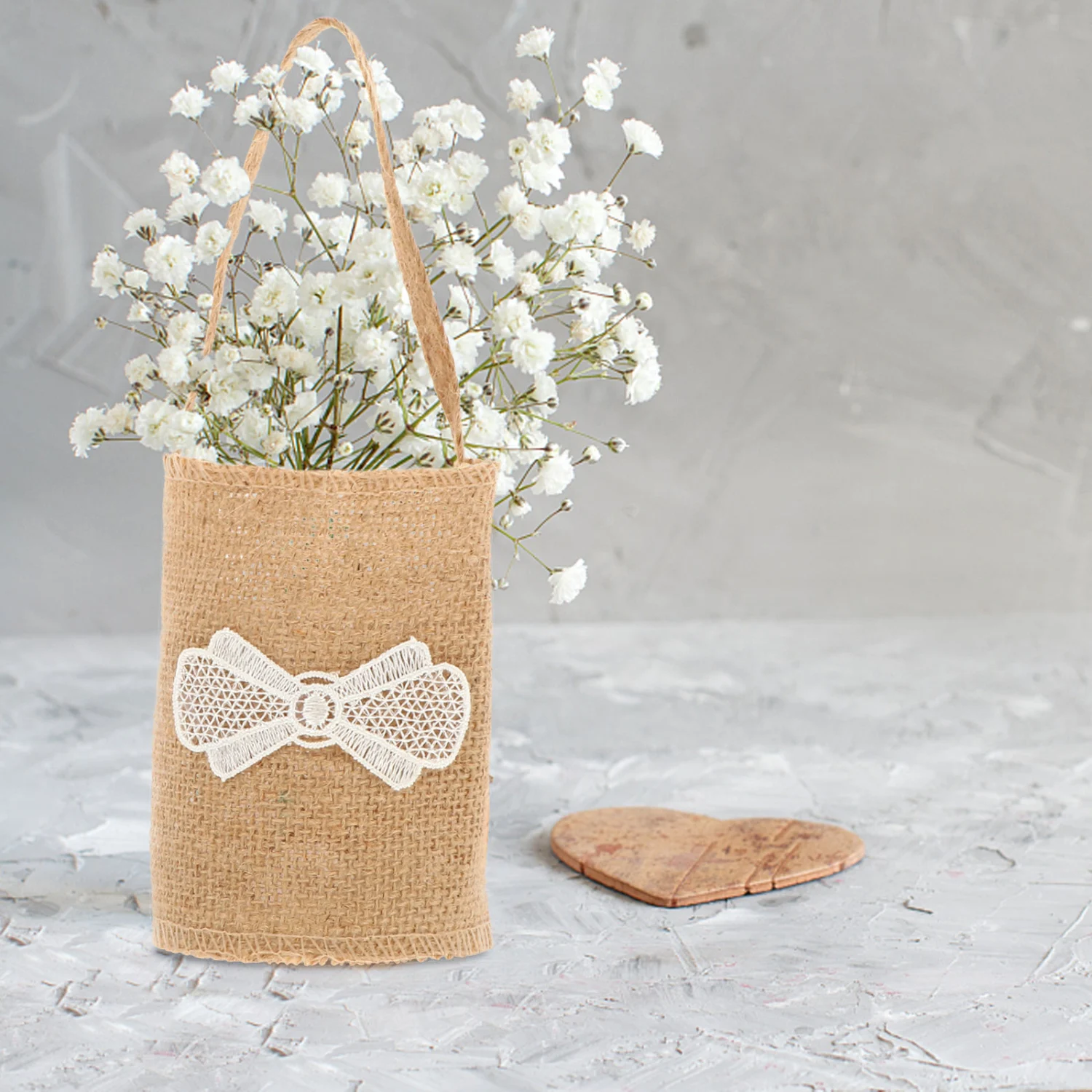 2Pcs Pastoral Baskets Wedding Flower Baskets Petals Linen Baskets Party Decors