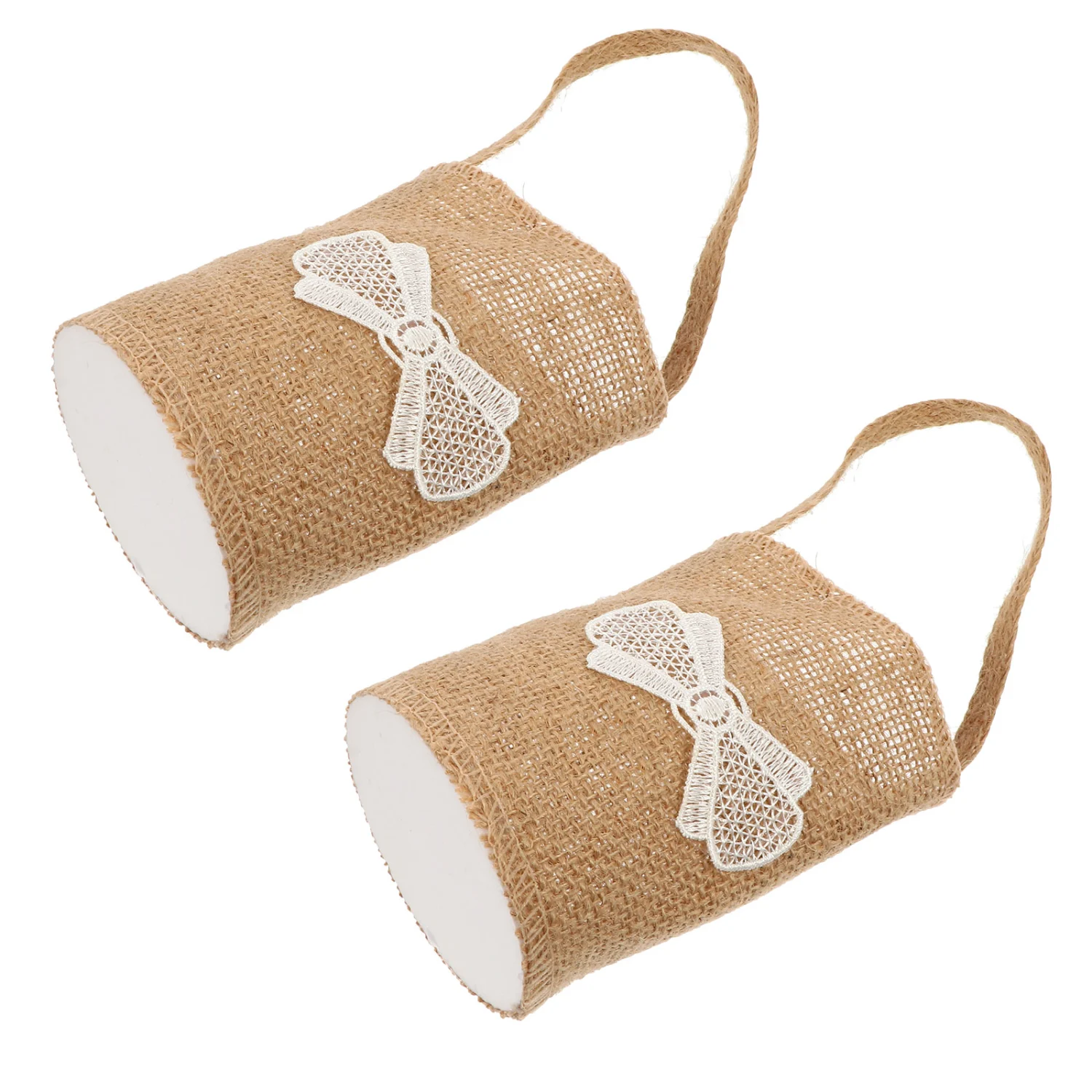 2Pcs Pastoral Baskets Wedding Flower Baskets Petals Linen Baskets Party Decors