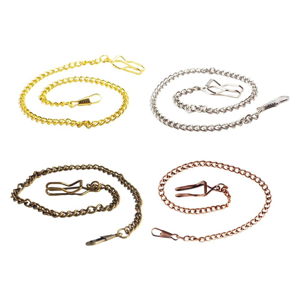 4Pcs 39CM Metal Pocket Watch Chains Fashion Practical Jeans Belt Chains for Men Males (Gold Silver Red Bronze Blue Bronze 1 Each)
