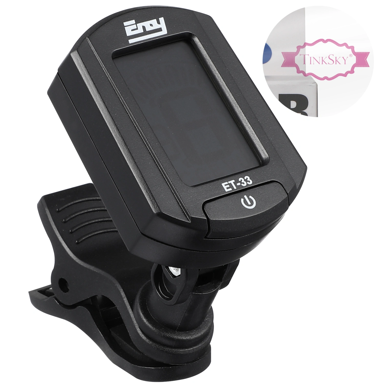 TINKSKY ENO ET-33 Mini Clip-on Digital LCD Chromatic Guitar Bass Violin Ukulele Chromatic Tuner (Black)