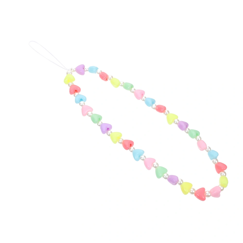 Acrylic Heart Shaped Pearl Mobile Phone Hanging Chain Anti-lost Decorative Chain