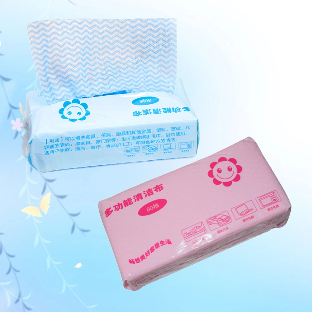 80pcs/1 Box Disposable Cleaning Towels Dish Cloth Dish Towels Handy Cleaning Wipes(Random Color)