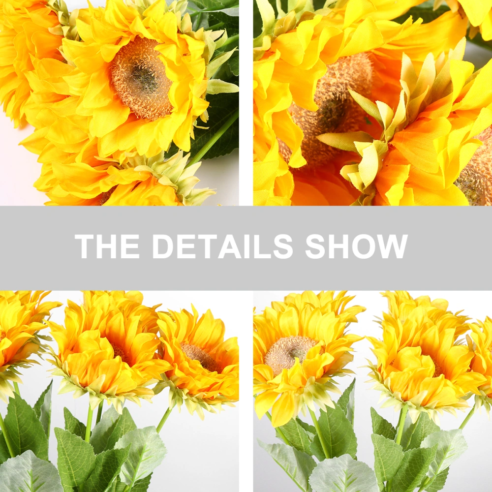 6pcs 5 Inches Imitation Sunflower Silk Flowers Branch Fake Sunflower for Home