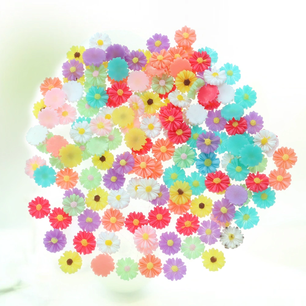 50pcs 9mm Mixed Color Small Daisy Flower Resin Flatback DIY Jewelry Phone Decoration