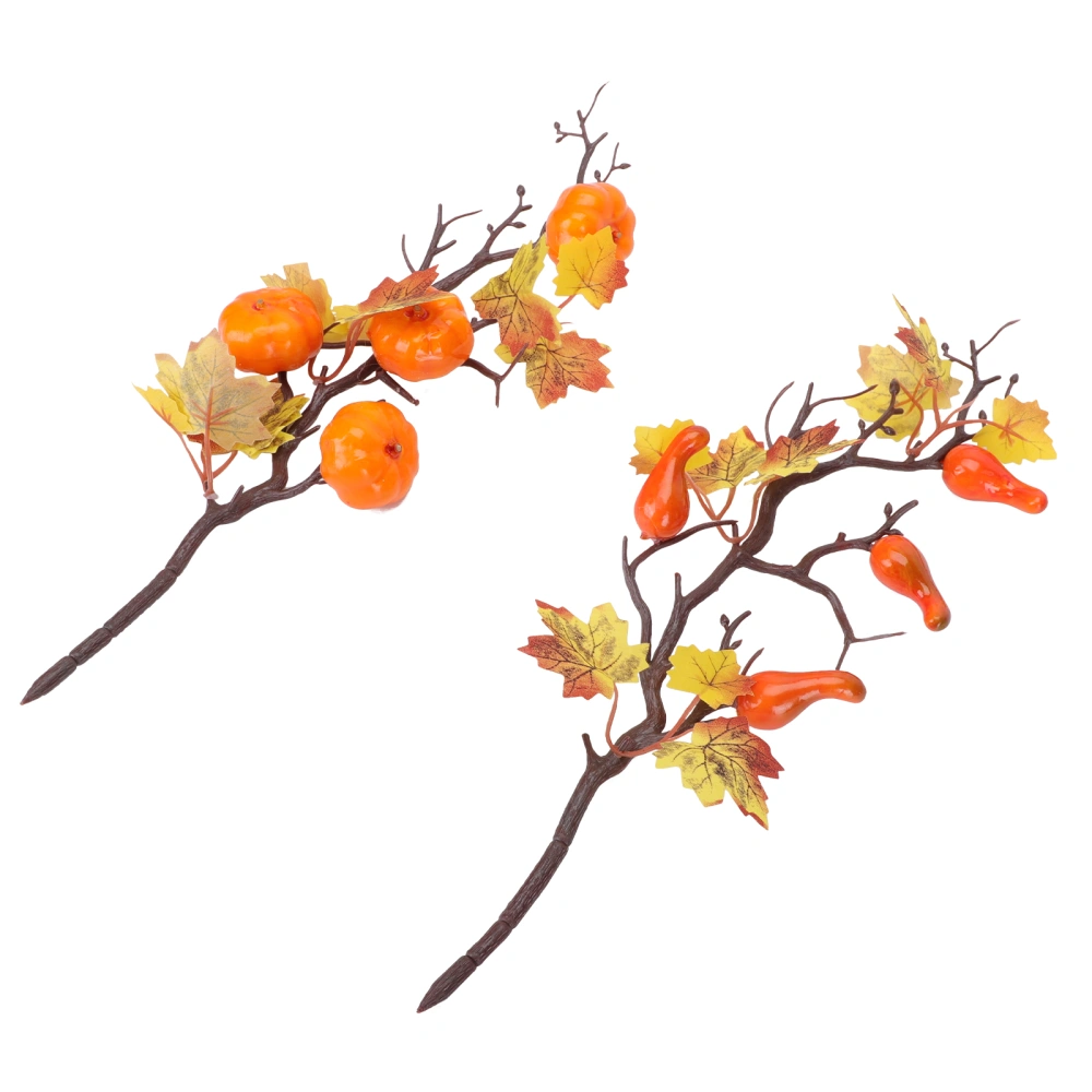 2Pcs Thanksgiving Artificial Pumpkin Branches Simulated Fruit Pumpkin Decor