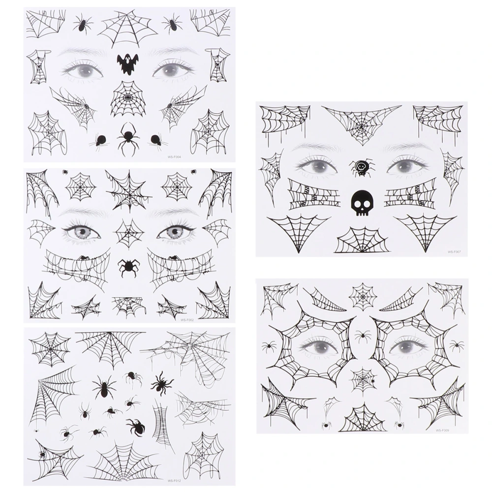 5 Sheets Halloween Face Spider Temporary Face for Cosplay Party