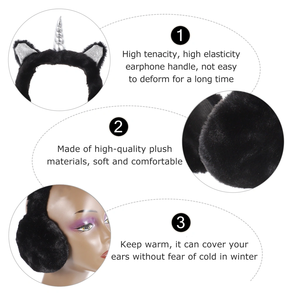 Unicorn Horn Plush Earmuffs Adjustable Winter Fall Ear Muffs Earwarmer