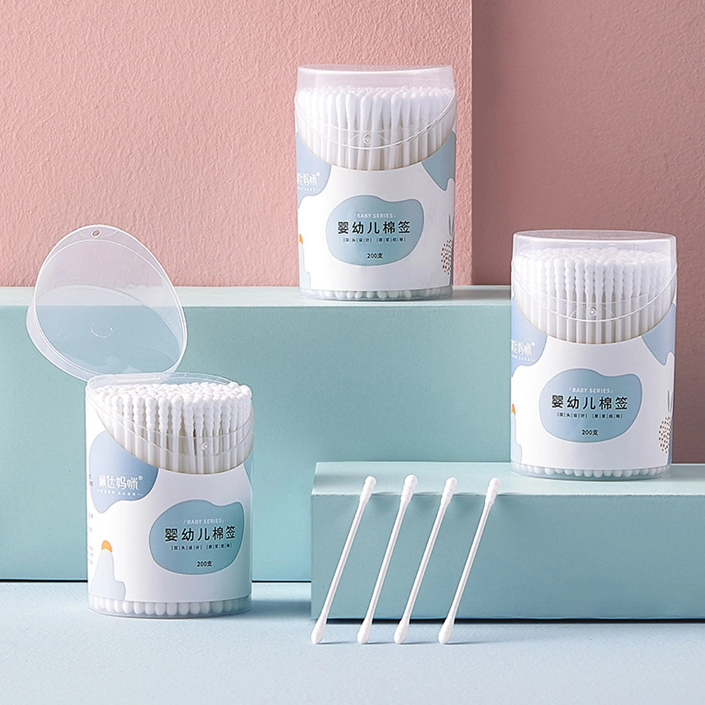 2 Boxes of 400PCS Double-ended Cotton Swabs Ear Nose Cleaning Cotton Stick Baby Special Cotton Swabs for Home Baby Use (200PCS/Box)
