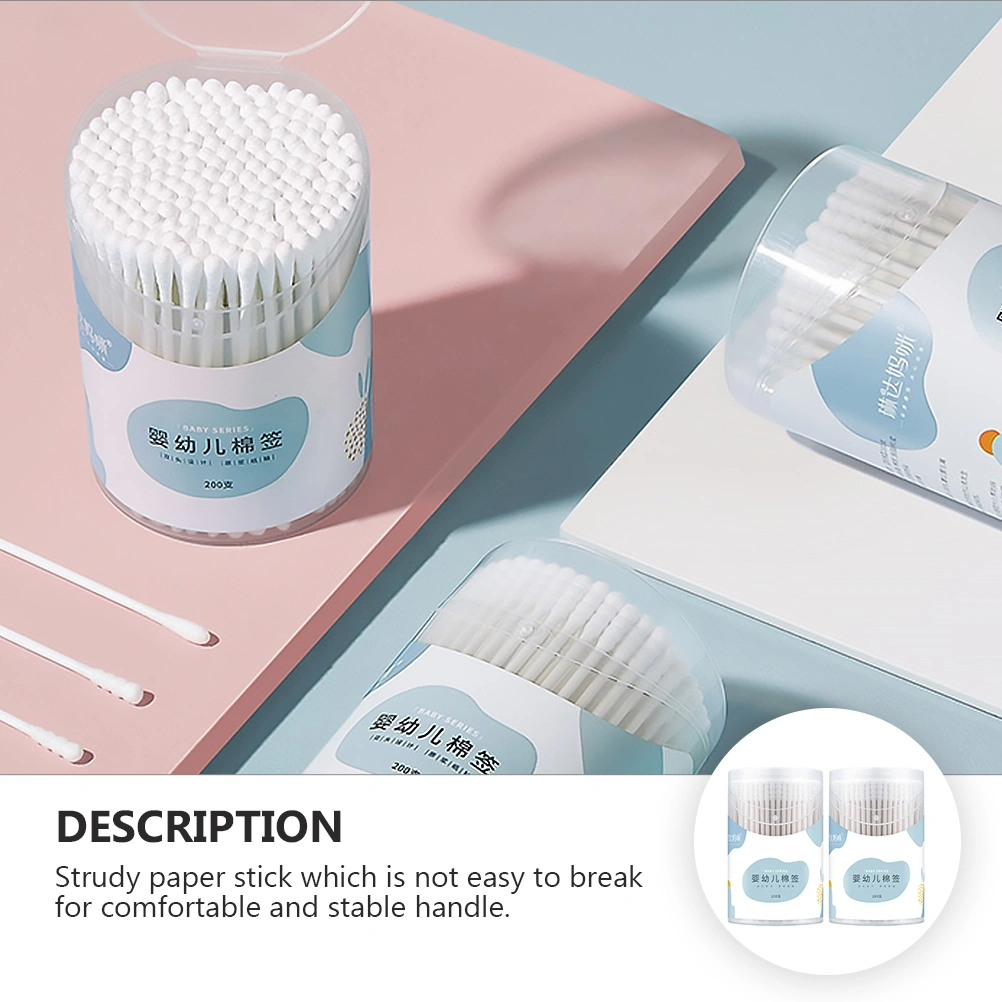 2 Boxes of 400PCS Double-ended Cotton Swabs Ear Nose Cleaning Cotton Stick Baby Special Cotton Swabs for Home Baby Use (200PCS/Box)