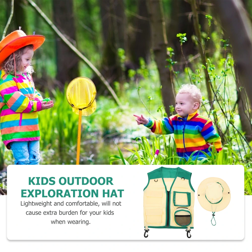 1 Set Kids Outdoor Exploration Hat Child Explorer Outdoor Hat Vest for Fun