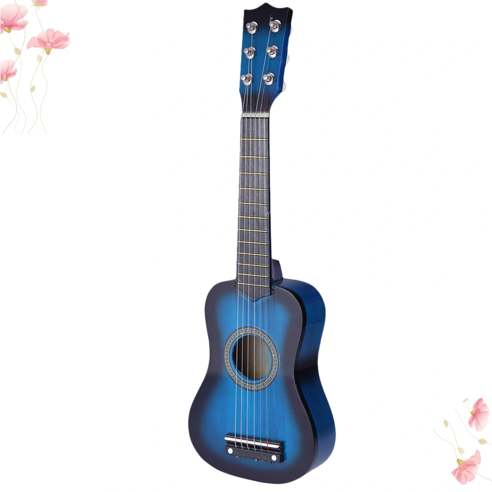 23 Inch Wooden Guitar Toy Interesting Musical Instrument Toy Educational Playthings for Children Kids (Blue, Random Style of Handle)