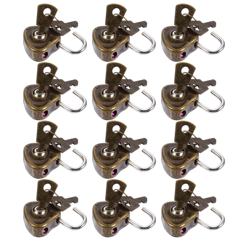 25pcs Antique Heart Padlocks Hanging Luggage Lock Heart Lock with Keys