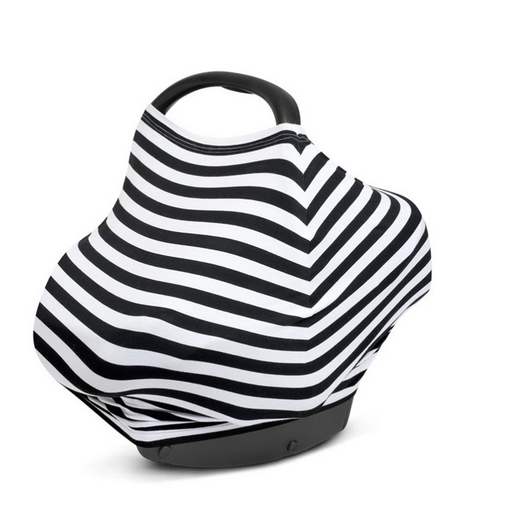 Baby Car Seat Canopy Nursing Breastfeeding Cover Scarf Shopping Cart Stroller Covers for Girls and Boys (Black White Thick Stripe)