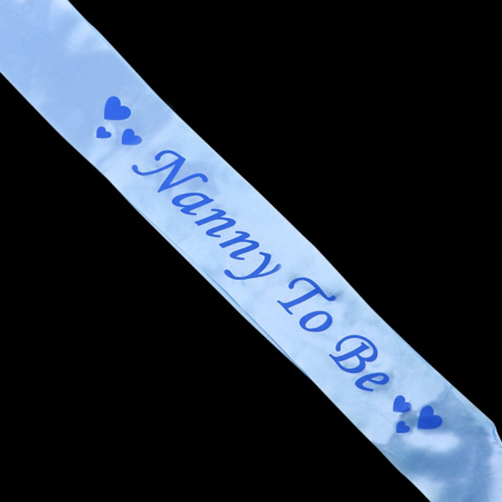 Baby Shower Party Sashes Nanny To Be Satin Sash Ribbon Footprint (Blue)