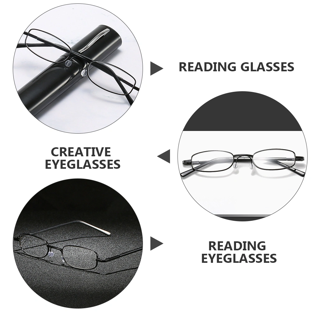 Simple Reading Glasses Portable Presbyopic Glasses for the Elderly (Black)