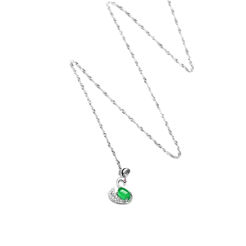 Chrysoprase Swan Shape Necklace Simple Fashion Zircon Pendant Necklace Temperament Neck Decor for Women Girl Lady