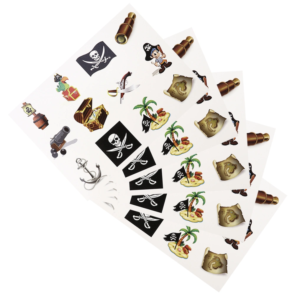 10 Sheets Pirate Kid Temporary Sticker Theme Party Sticker Body Sticker