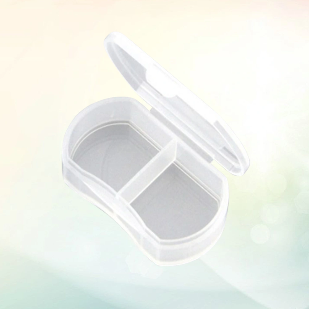 2 Grids Mini Pill Box Portable Plastic Pills Medicine Storage Case Box Container (White)