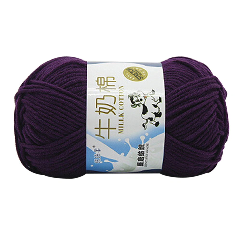 50g Milk Cotton Yarn Cotton Chunky Hand-woven Crochet Knitting Wool Yarn Warm Yarn for Sweaters Hats Scarves DIY (Purple)