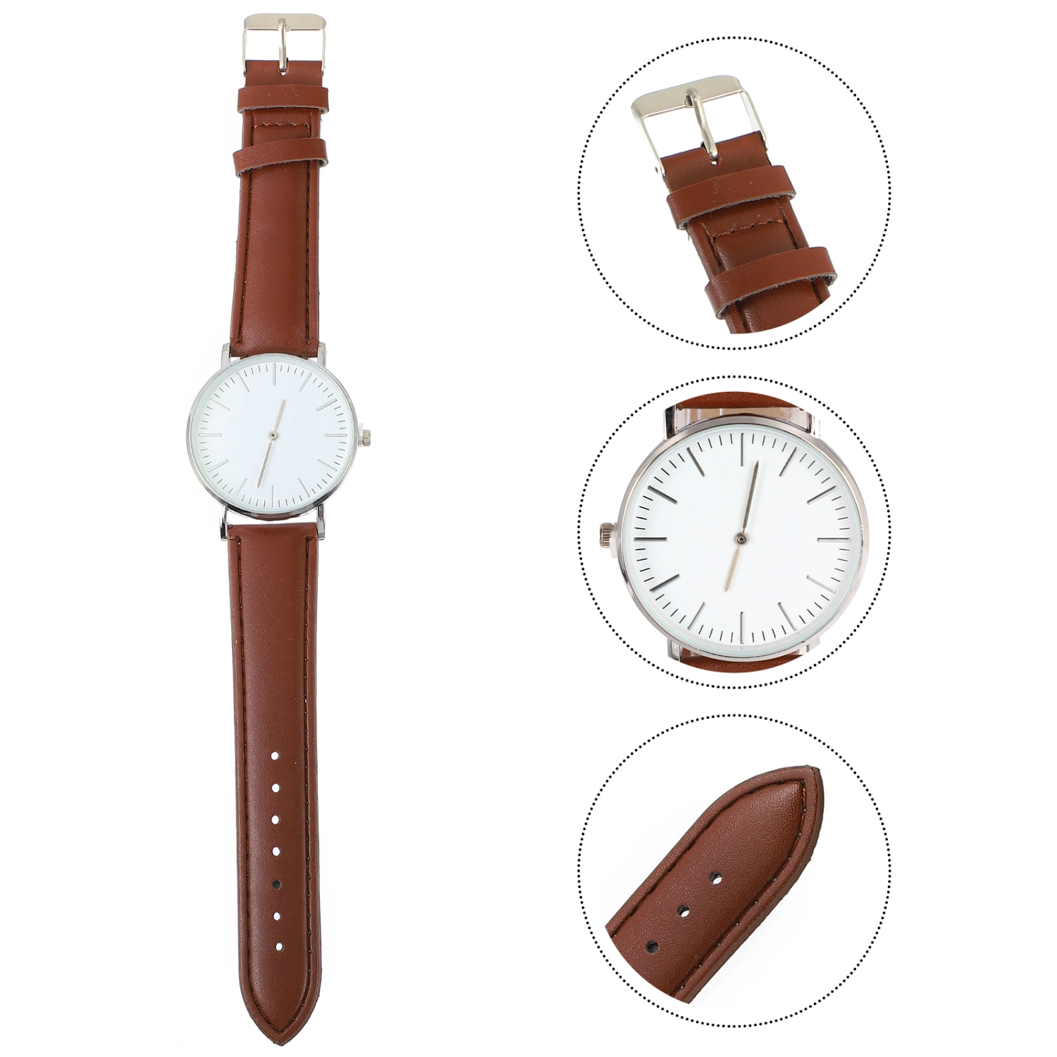 1 Pc PU Watches Men Wristwatches PU Strap Quartz Watches Husband Gifts