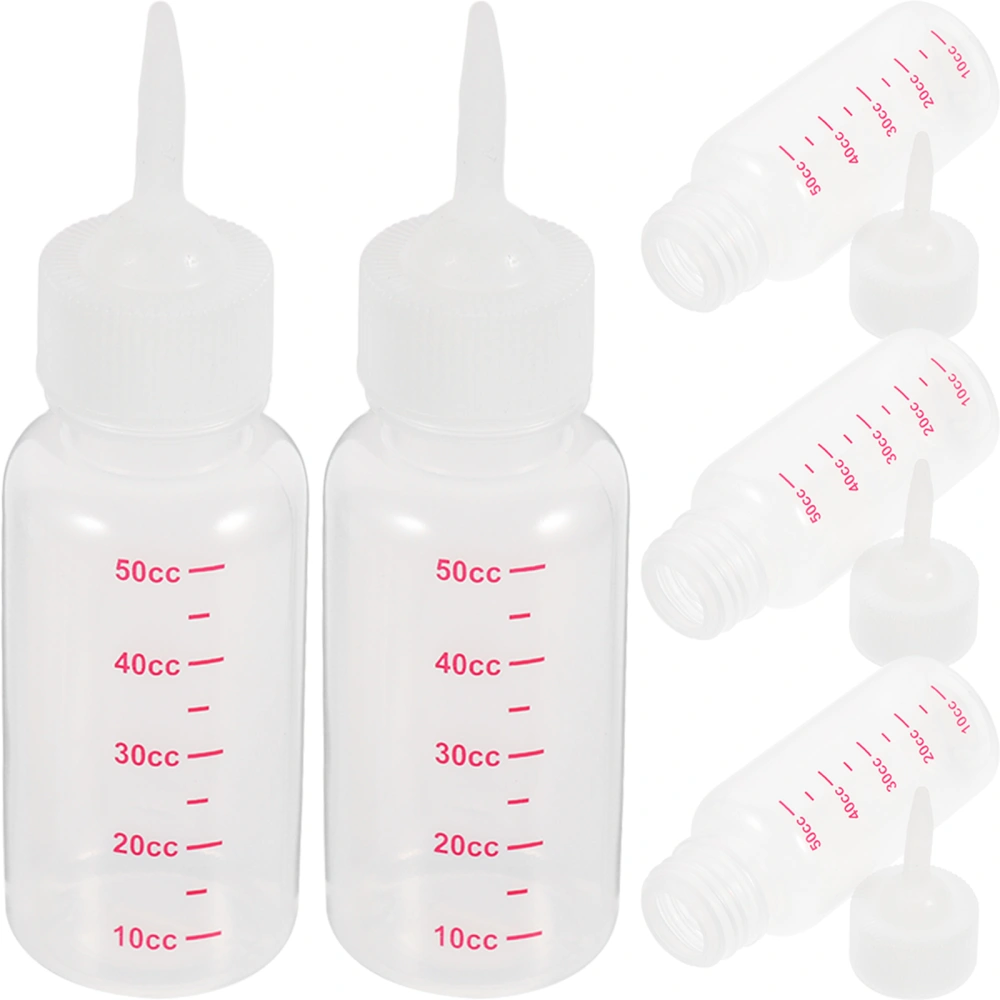 5pcs 50ml Pet Nursing Bottle Feeding Bottle Milk Feeder (Pointed Head, White)